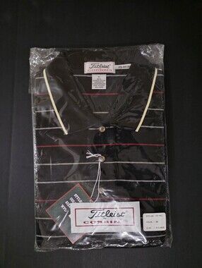 NWT VTG Titleist By Corbin Mens Black Striped Golf Polo Size XL